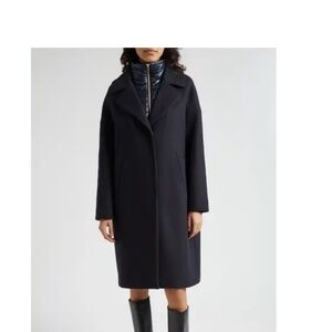 Classic Herno Quilted Bib Mixed Media Coat